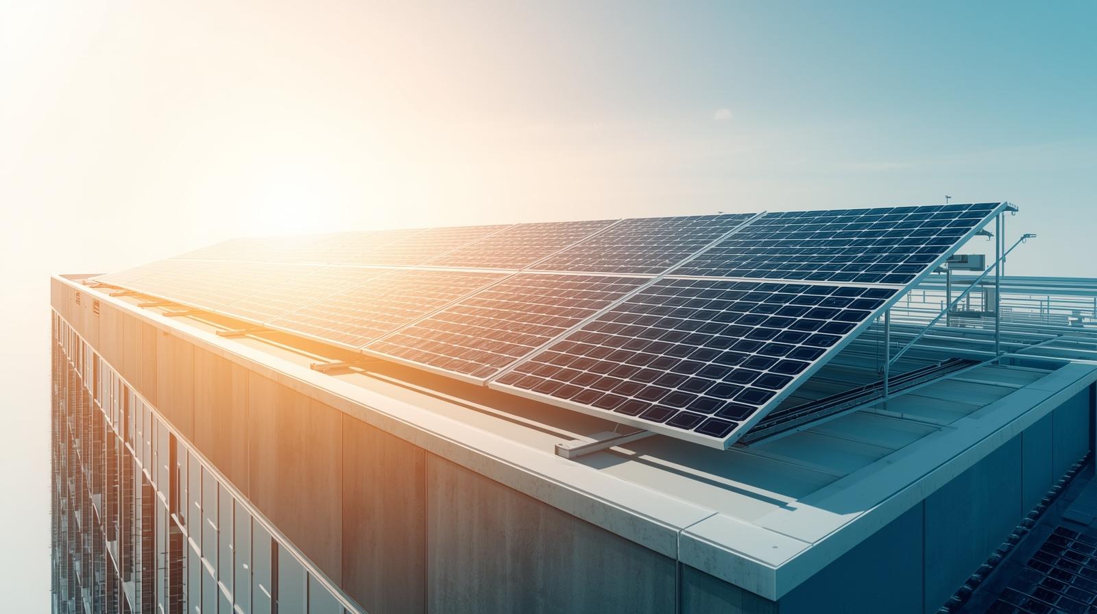 Große Photovoltaikanlage auf einem Gewerbedach