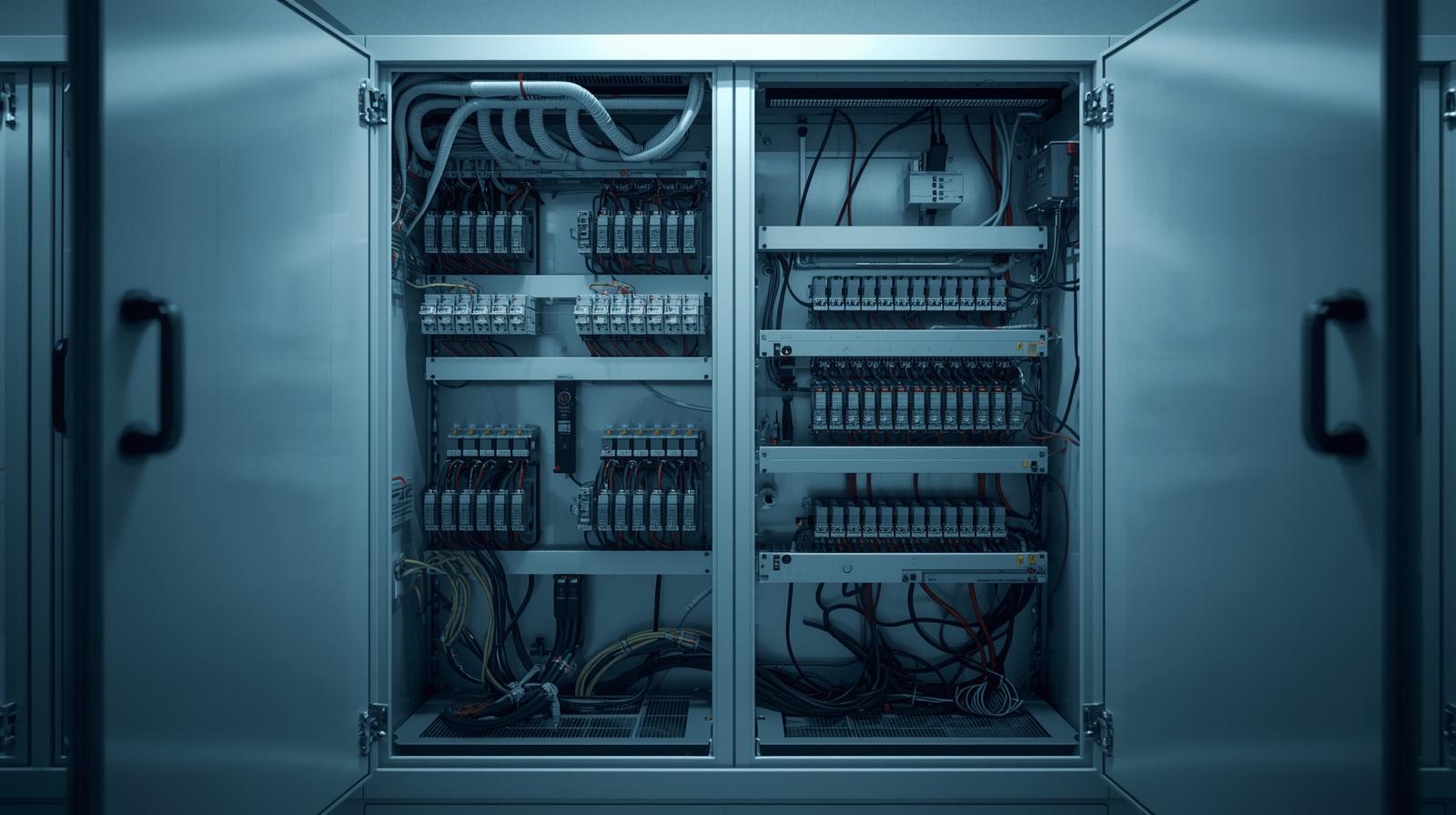 Techniker bei Prüfung und Wartung einer elektrischen Anlage